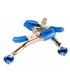 I'll Never Let Go Nipple Clamps Heart Charms Blue