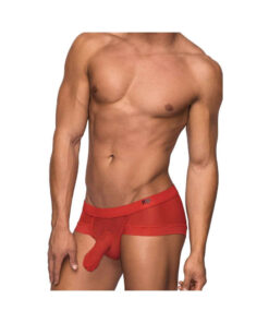 Male Power Hoser Micro Mini Hose Short Red Med