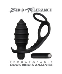 Zero Tolerance Cock Ring&anal Plug W/recharge Bullet Bk