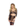 3pc Industrial Net And Lace Long Sleeved Crop Top