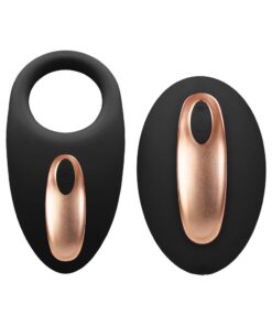 Elegance Dual Poise Vibrating Cock Ring & Remote Black