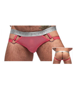 Male Power Mesh Rib Jock Ring Salmon L/xl