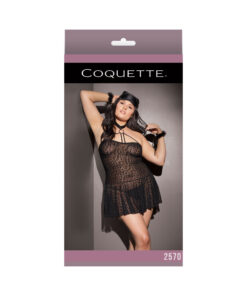 Kitty Leopard Mesh Halter Babydoll W/ Cuffs & Eye Mask Xl