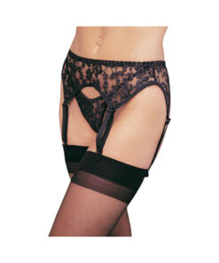 Lace Garter Belt Thong Plus Size Black