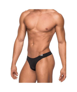 Male Power Seamless Sleek Sleek Thong W/sheer  Pouch Black Sm